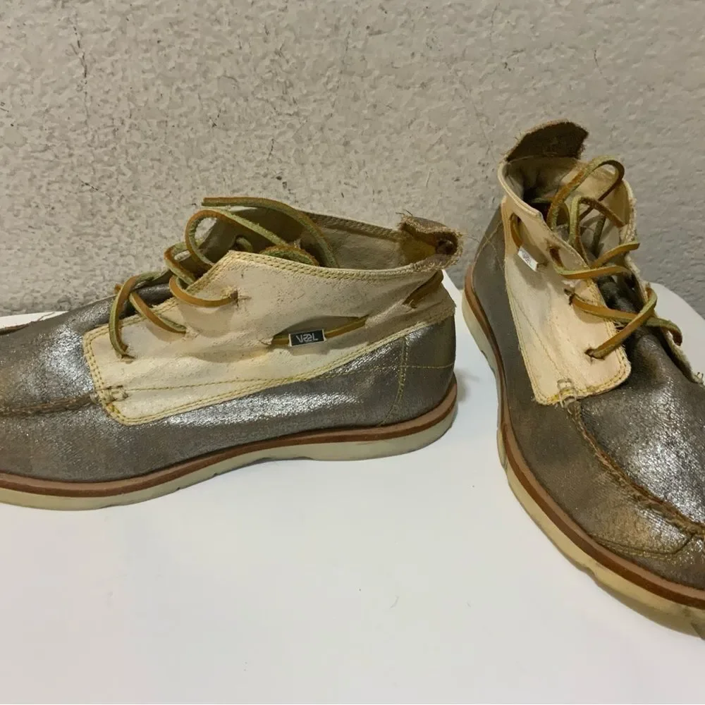 Vintage VAEL Deckard Mid Canvas Shoe Mens Size 8 Silver Vibram Boat Yacht